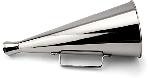 NKlaus Megaphone maritim Messing massiv silber 36cm lang Sprachrohr antik Stil Nebelhorn 11802