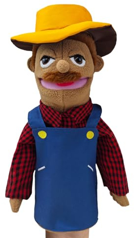 HUNYA Career Hand Puppet, Marionetta in Peluche per Giochi di Ruolo, Marionetta da Pompiere, con Bocca Mobile, Pompiere Agricoltore Operaio Detective Dottore Peluche Ripiene per Bambini Adulti