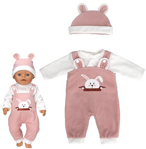 MenYiYDS 1 Set de vêtements de poupée, Robe, Pantalon, Chapeau, Pull, Accessoires de poupée 35-45 cm, poupée Non Incluse, Lapin