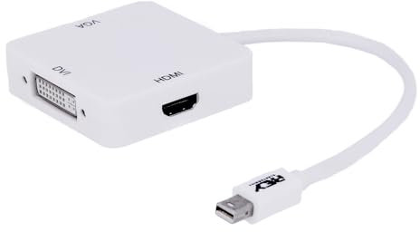 REY Adattatore OTG 3 in 1 da Mini DP (DisplayPort) Thunderbolt a DVI (24+5), HDMI e VGA