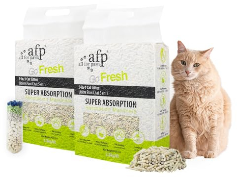 ALL FOR PAWS 5-in-1 Mixed Tofu Cat Litter, 12L (2Pack) Flushable | Rapid Clumping | Low Dust |7/24 Odor Control Nature Pellet Kitty Litter, Unscented (Tofu Cat Litter)