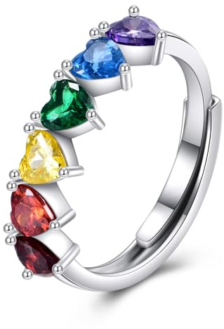 VONALA Anillo para mujer de plata de ley 925 con girasol, nudo celta, claddagh, abrazo, arco iris, flor de rosa, luna y estrella, anillo de promesa de regalo para ella, S, Plata de ley, Zirconia