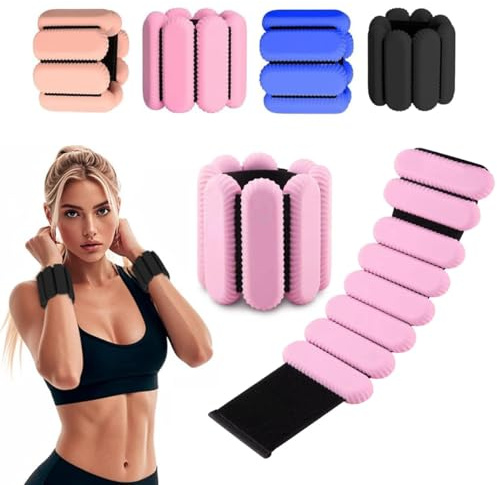 ibforcty 2PCS Adjustable Wrist Weights Ankle Weights Set for Exercise Walking Jogging Yoga Aerobics Pilates Weight-Bearing Bracelet Fitness Wristband (Pink)