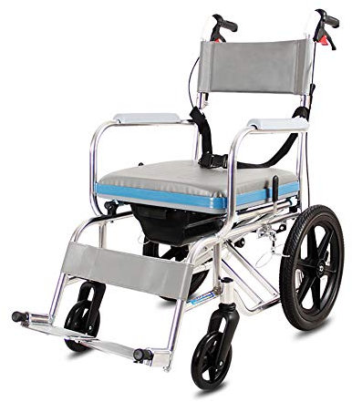 Sedia da Toilette, Sedia a rotelle di Facile utilizzo, Sedia a rotelle da Trasporto in Lega di Alluminio, Sedia Mobile per Doccia Medica, carico Massimo 100 kg, Anziani/Donne Incinte/disabil