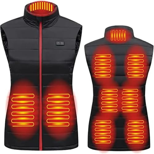 Gilet Riscaldato per Uomo e Donna, USB Giubbotto Riscaldato Uomo Elettrico Giubbotto, 3 Temperatura Regolabile Lavabile Giacca Riscaldabile Invernale per Caccia Moto Escursionismo E Campeggio