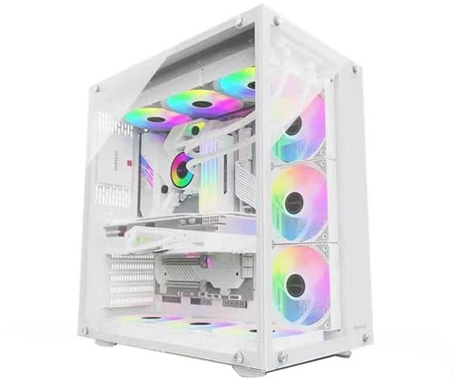 Caja De Computadora De Torre Media ATX/MATXMINI-ITX, Caja De Computadora De Escritorio De Aleación De Aluminio, Soporte Vertical For GPU Compatible con Refrigeración Líquida(White)