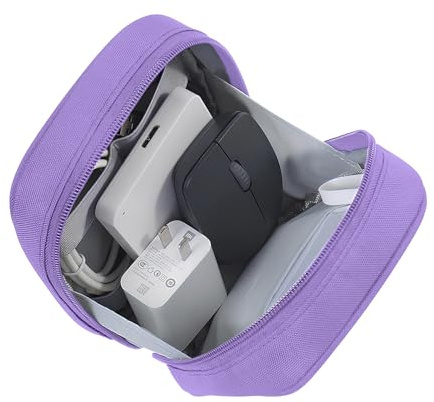 DOB SECHS Borsa per cavi da viaggio, impermeabile, organizer per cavi elettronici, borsa per cavi di ricarica del cellulare, power bank, cavo, adattatore, disco rigido (viola)