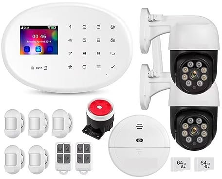 Système de sécurité Domestique Système D'alarme Domestique Intelligent sans Fil, Wi-FI, GSM 4G, Tuya, Compatible Anti-cambriolage, Détecteur De Mouvement RFID, Caméra IP(KIT 1)