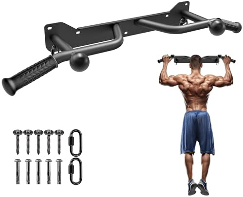 Kraftig väggmonterad dörröppning, pullup-stång, multifunktionell chin up-stång, bärbar fitness dörrstång, kroppsträning hem gym system (B: 39 tum väggmontering pull up-stång och boll)