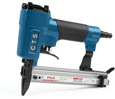 P515 agrafeuse à pointes flexibles pneumatique 1000 pces pour cadres | 1000 pointes flexibles incluses, gâchette de sécurité, profondeur réglable, aluminium durable, pour cadres et bois