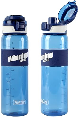 MHwan Borraccia Graduata, 1L Robusta e Infrangibile, Splendida Borraccia a Prova di Perdite, Senza BPA, Adatta per Adulti e Bambini, Sport, Fitness, Viaggi