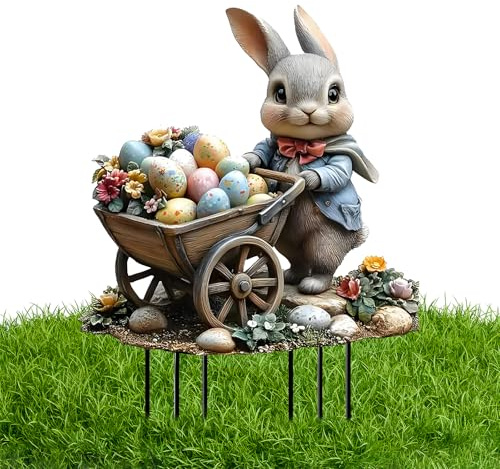 Coniglietti Pasquali da Giardino, Cartelli da Giardino Pasquale Acrilico, Carino Decorazioni da Giardino di Coniglietto per Giardino Primavera Pasqua Cortile Prato Esterni - 30 * 20 cm (C)