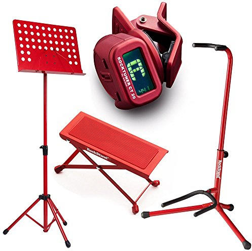 Zoundhouse Einsteiger-Bundle (50: Fußbank + Orchesterpult + Gitarrenständer + Clip-On Tuner/rot)