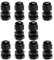 10 Pack Black M12 12mm TRS Stuffing Compression Glands for 3-6.5mm Cable, Waterproof IP68 with Locknut and Washer