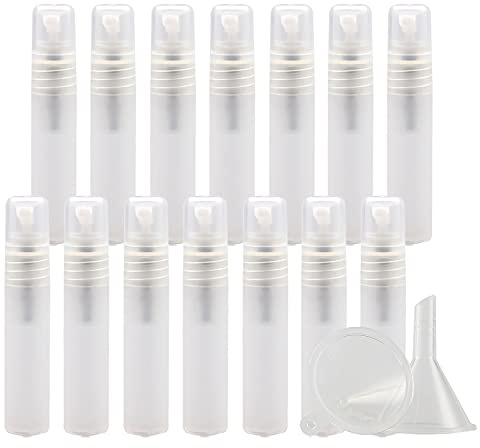 ZEOABSY 50 Pezzi 5ml Flaconi Spray Vuoti, Bottiglie Spray Trasparente opaco Plastica Fine Nebbia Bottiglia Set da Viaggio, Flacone Spray Vuoto con Pompa, acqua Profumo Sprayper