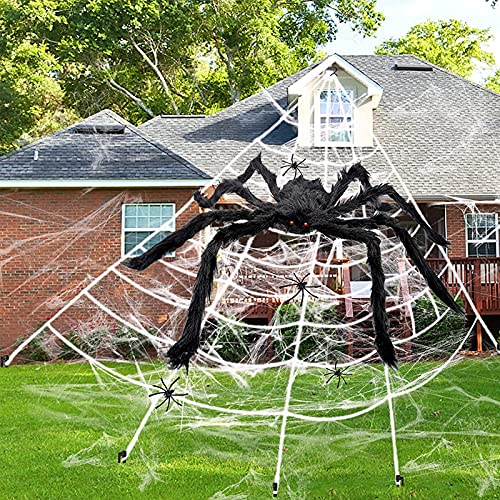 TaimeiMao Halloween Grande Ragnatela,7 * 5.5m Ragnatela Bianca,Giant Halloween Ragnatela,Ragnatela di Halloween Estensibile,Halloween Spider Web Set,Halloween Spider Web Decor