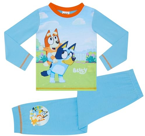 Bluey Långärmad pyjamas för pojkar med bingo, blå, ålder 18 månader - 5 år, BLÅ, 18-24 Months