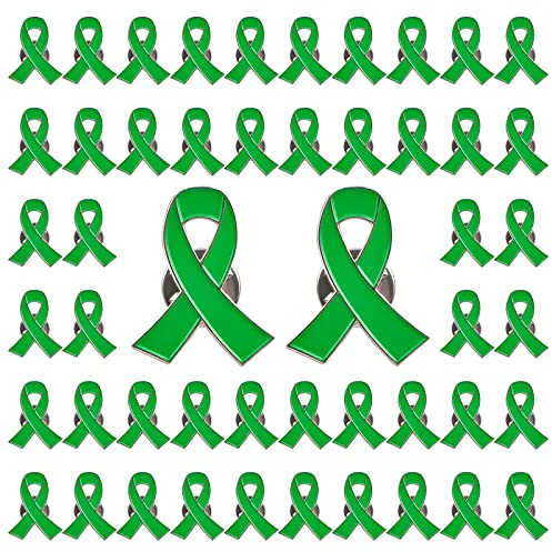 CRAFFANCY Lot de 50 broches en forme de ruban vert citron pour sensibilisation à la santé et à l'espoir en émail pour décoration