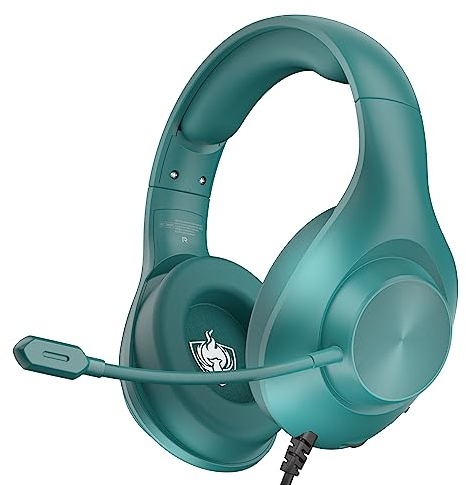 Gaming Headset PS4 Headset, Headset with 7.1 Surround Sound, Gaming Over Ear Headphones with Noise Cancelling Flexible Mic Memory Earmuffs, for PC, PS5, PS4, Xbox Series X/S, Switch (Cyan)
