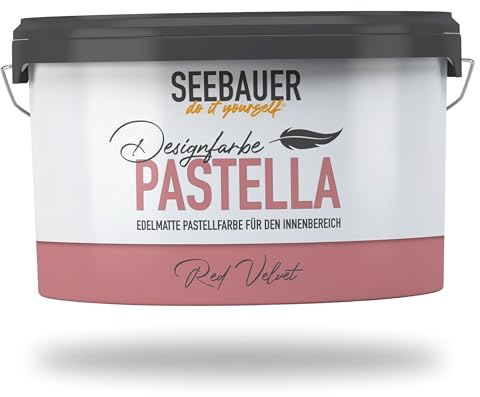 SEEBAUER diy Pastellfarbe PASTELLA Rot 2,5L (Red Velvet) Edelmatte Wandfarbe Rot - Innenfarbe sehr hohe Deckkraft - Matt, Abwaschbar und Tropffrei