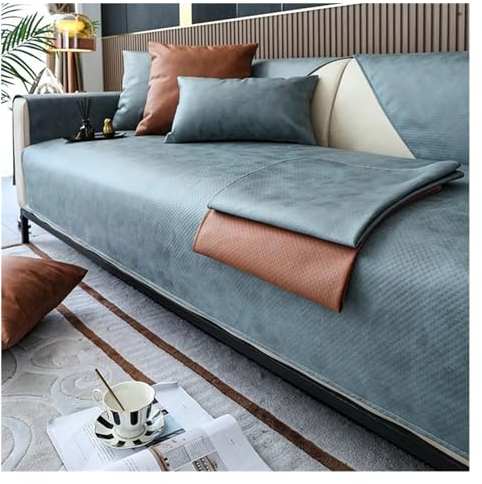 Fasksh Technology Stoff-Sofabezug, wasserdicht, kratzfest, für Haustiere, Hunde, Kinder, Sofa, Matte, rutschfest, Kombinations-Sofas, Handtuch, Heimdekoration, Beige Weiß, 110 x 180 cm, 1 Stück