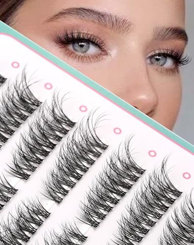 Onlyall Wimperncluster Cat Eye Lashes 112 Stück Individuelle Katzenaugen-Naturwimpern Wiederverwendbare Falsche Wimpern Einzelne C-Curl Volumen Look Soft KnotenfreieBand (12-17MM Vorgestyltes) N03