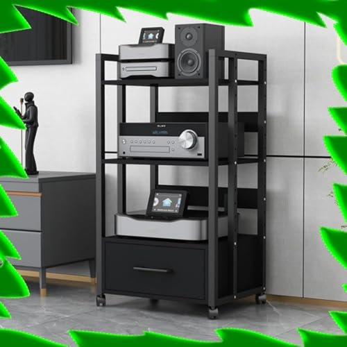 ZIUSFAC Armoire AV 2/3/4 Couches Audio/Vidéo De Centre De Divertissement Etagère Support AV Media Mobile Meuble Multimédia Meuble Chaine HiFi Media Stand pour Salon/Bureau(Sharp,3 Tier-50x40x100cm)