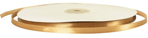 Nastro di raso per confezioni regalo, 6 mm, sottile, color oro champagne, 91 m, per confezioni regalo, sacchetti regalo di Natale, decorazioni per cupcake, palloncini, artigianato