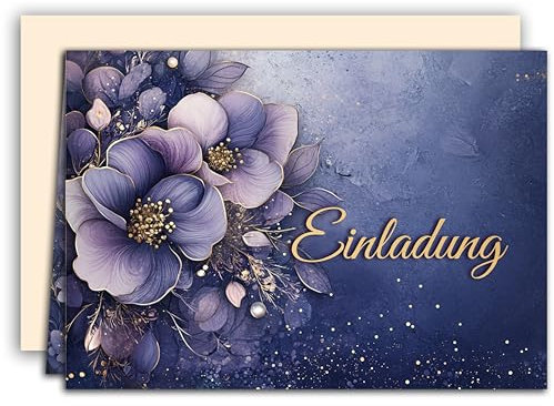 10 Einladungskarten Lila Blume mit Umschlag für Geburtstag Hochzeit Jubiläum Feier Taufe Kommunion Konfirmation Firmung Einladungskarte 10 Umschlägen 30 40 50 60 70 Einladung Festliche Blütenpracht