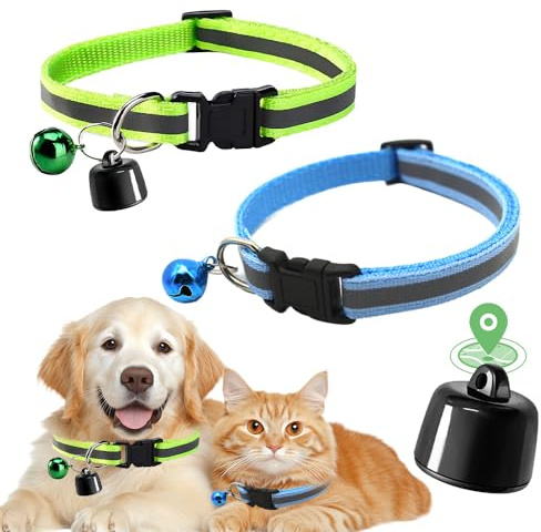 BIZOI GPS Tracker Katze Hund, Mini Hundetracker ohne ABO, Katze GPS Tracker Hund Kompatibel mit iOS ＆ Android, Weltweite Standortverfolgung, Positionsverlauf, Bluetooth Haustierortungsgerät