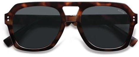 SOJOS Retro Polarized Aviator Sunglasses Womens Mens Dark Tortoise/Grey