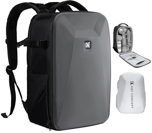 K&F CONCEPT Camera Backpack,Hardshell Photography DSLR Camera Bag with 15-15.6 Inch Laptop Compartment Waterproof Hard Shell Camera Case