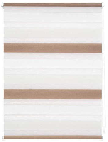 Lichtblick Doppelrollo Klemmfix ohne Bohren, Streifen Bunt, Blickdicht, Klemmträger-Montage, Sichtschutz, Wandmongtage, Deckenmontage, für Fenster und Türen Creme - Weiß - Braun,80 cm x 150 cm (B x L)