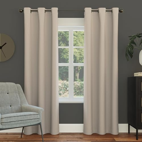 Sun Zero Easton Energy Saving Blackout Grommet Curtain Panel, 40 x 108, Stone