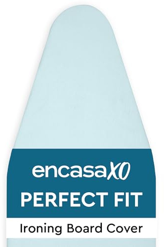 Encasa Homes strykbordsöverdrag med filttjocklek 4 mm - blå is - vanlig färg bomull, elastisk (passar standard stora brädor på 125 x 39 cm) värmereflekterande