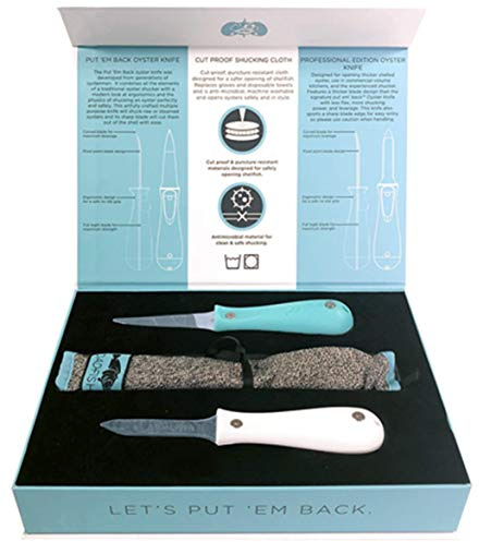 Toadfish Oyster Shucker's Bundle, Oyster Knife Shucker Set - Oyster Shucking Knives & Cut-Resistant Shucking Cloth, Seafood Opener Kit Tools Gift