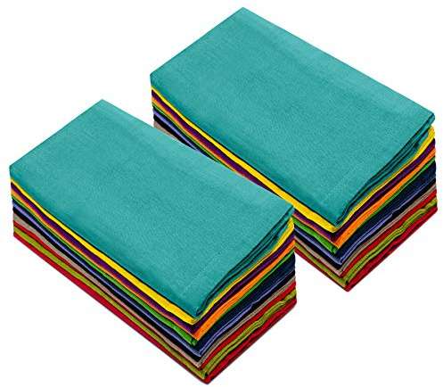 COTTON CRAFT Multicolor Cloth Napkins - Set of 24 Pure Cotton Everyday Lunch Dinner Napkin - Spring Summer Fall Holiday Birthday Party Gift - Soft Washable Absorbent Reusable Napkin - 17 x17