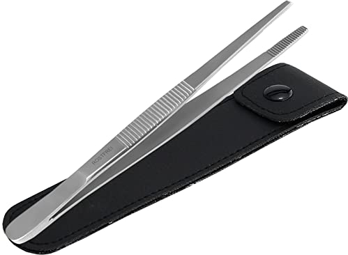 Profi Aquarium Terrarium Pinzette Wasserpflanzen Pflanzenpinzette aus rostfreiem Edelstahl Gerade Futterpinzette mit Innenzahnung Zubehör für Aquarien und Terrarien (10,5 cm)