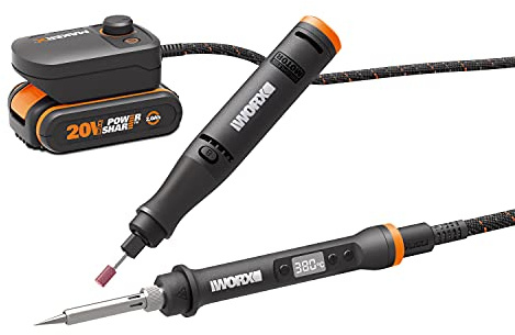 Kit MakerX Rotationswerkzeug + Lötkolben 20 V WORX | PowerShare | WX988-1 2Ah Akku mit Indikator, 1 Ladegerät