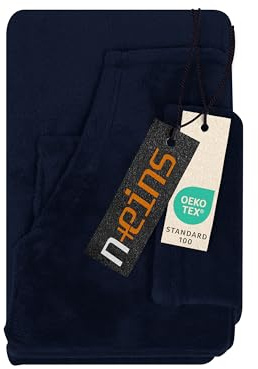 npluseins Coral Fleece gosig filt barn – originalet med ärmar och midjeväska 1448,2043, 90 x 150 cm, marin