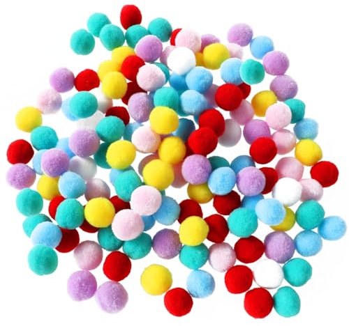 Oruola 100 Stück Bunte Mini Pompons 2 cm,Bommeln zum Basteln,Pompons zum Basteln für Kinder für Kreative Bastelarbeiten,Kleidung,Haarschmuck,Girlanden,Mehrfarbig