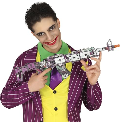 FIESTAS GUIRCA | Rifle de Asalto Crazy Buffon (62 cm) - Arma de Juguete para Disfraz de Superhéroes y Villanos, Juglar y Halloween - Ideal para Fiestas de Disfraces - Morado