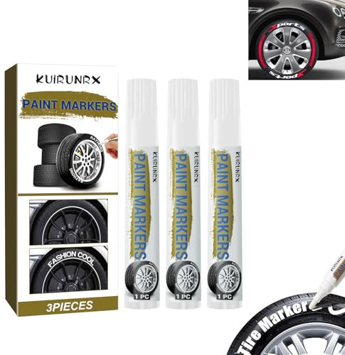 KUIRUNRX® Reifenmarker, Lackstift Auto 3 Stück, Auto Reifenmarkierungsstift DIY, Reifenstift Reifen Lackstifte, für Auto Motorrad Reifen, Permanentlack Wasserdichte Marker-Stifte