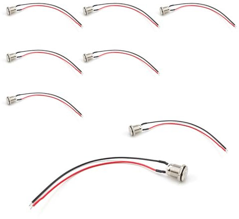 SRJQXH Mini Schalter 8 Stück Mikroschalter, Metall Druckschalter mit Vorverdrahtetem, Wasserdichtem Druckknopfschalter für Autohupe, Haushaltsgeräteschalter, Netzschalter