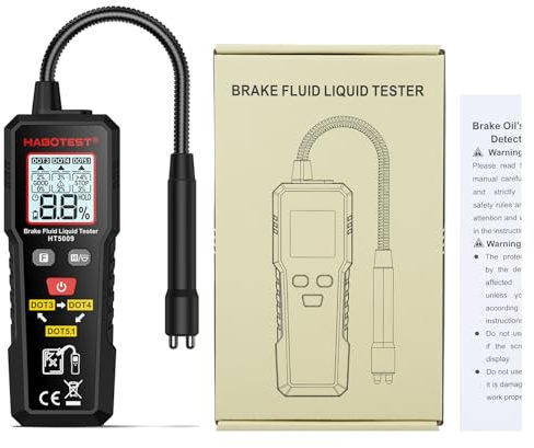 Weytoll HT5009 Brake Fluid Liquid Tester Brake Oil Detecting Pen Flexible Probe 3 Colors Backlit High-Precision Automobile Brake Fluid Content Detector for DOT3 DOT4 DOT5.1 W