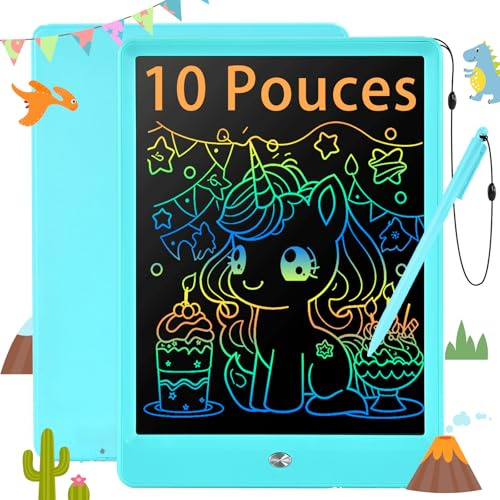 EooCoo Tablette d'écriture LCD 10 Pouces,Tablette Dessin Enfant,Occupation Voyage en Voiture Enfant,Educatif Cadeau Outil d'apprentissage Pour Garçons et Filles de 3 4 5 6 7 Ans Bleu