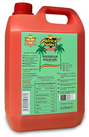Africa Select Nigerian Palm Oil 2L - Papa’s Choice, No Added Colour, Authentic Red Oil for Cooking