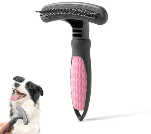 MUYAPAY Spazzola per Cani Rimozione del Sottopelo e Toelettatura del Pelo Superiore Spazzola Gatti Dentatura a Creatore a Doppia Fila Spazzole Peli Massaggio Professionale per Cani e Gatto