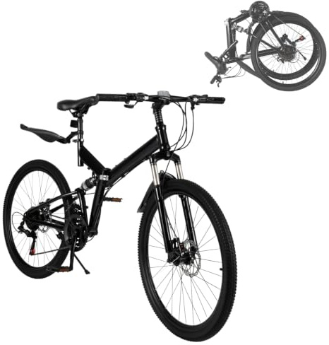Jerool Folding Bikes for Adults, 26in Woman Mens Mountain Bike, Potable Design, For Students, Workers