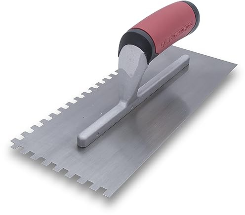 MARSHALLTOWN QLT 3/16x 3/16x 3/16 Square Notched Trowel, 11x4.5 Inch Spot Welded Tiling Trowel, NT675